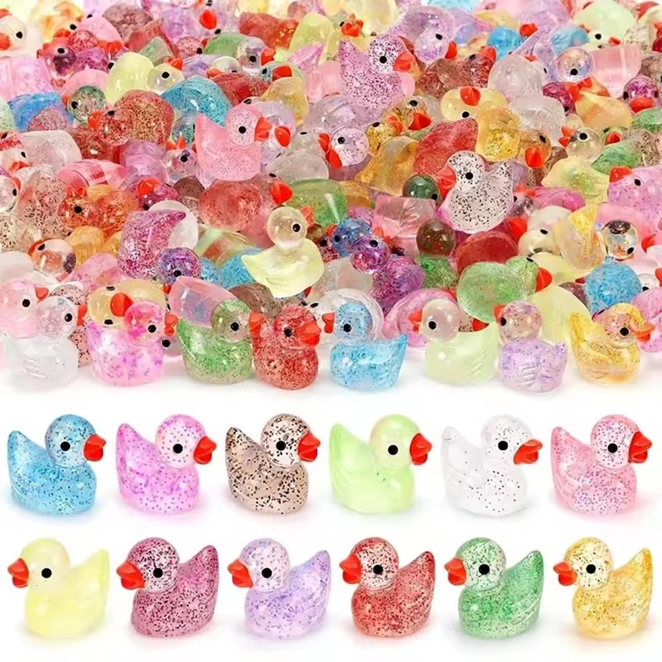 Resin Art Glitter - Pingente de Pato Amarelo Pequeno e