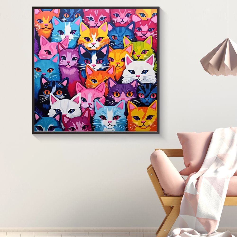 Resin Art Kits - Pintura diamante família colorido bebê gato