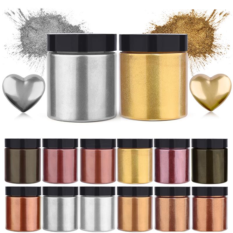 Pearl Powder Resin - 50g shimmer metálico ouro prata cor