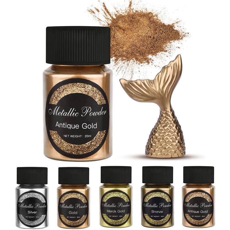 Pearl Powder Resin - 20 ml shimmer metálico ouro prata