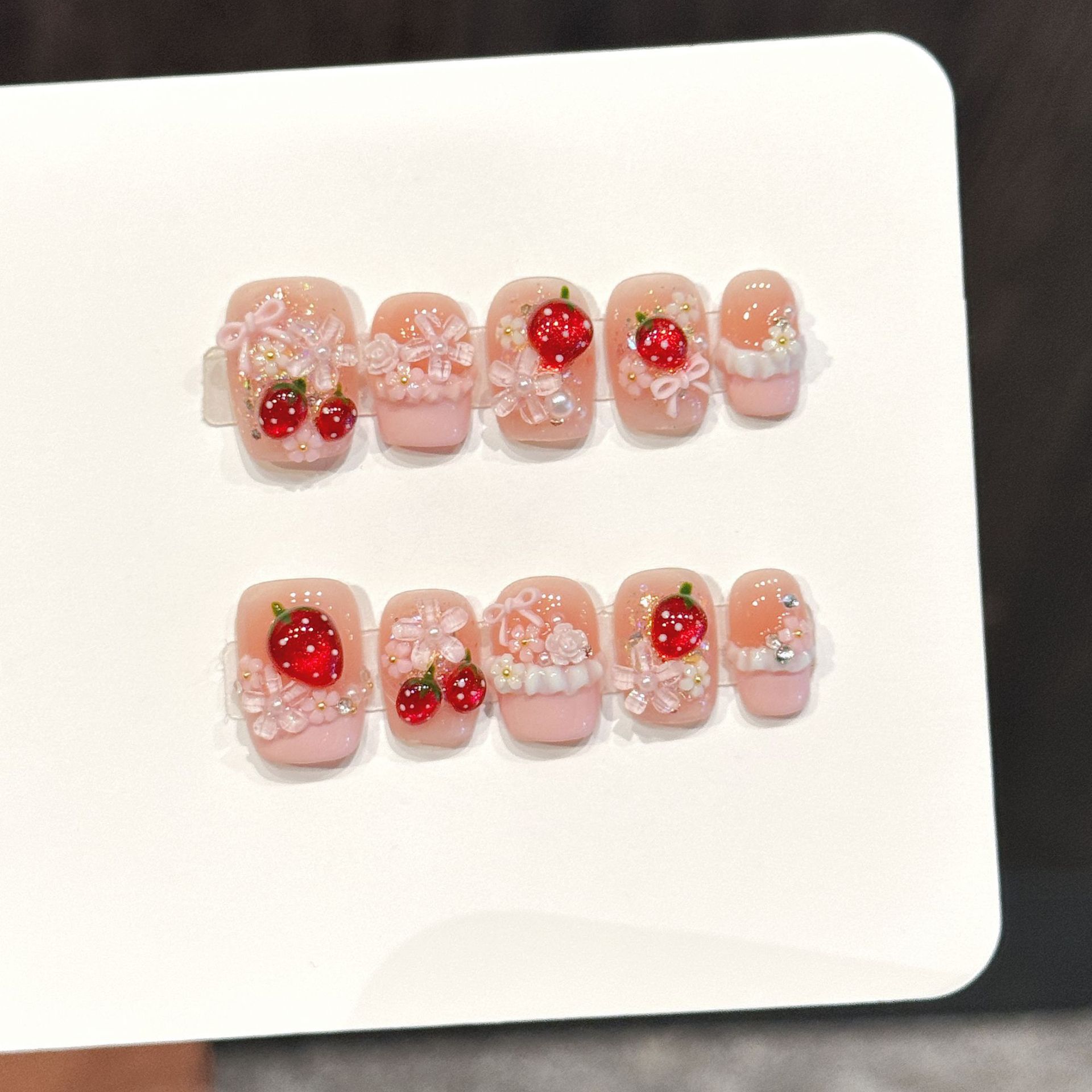 Resin Art Flower - 10 pçs bonito vermelho morango imprensa