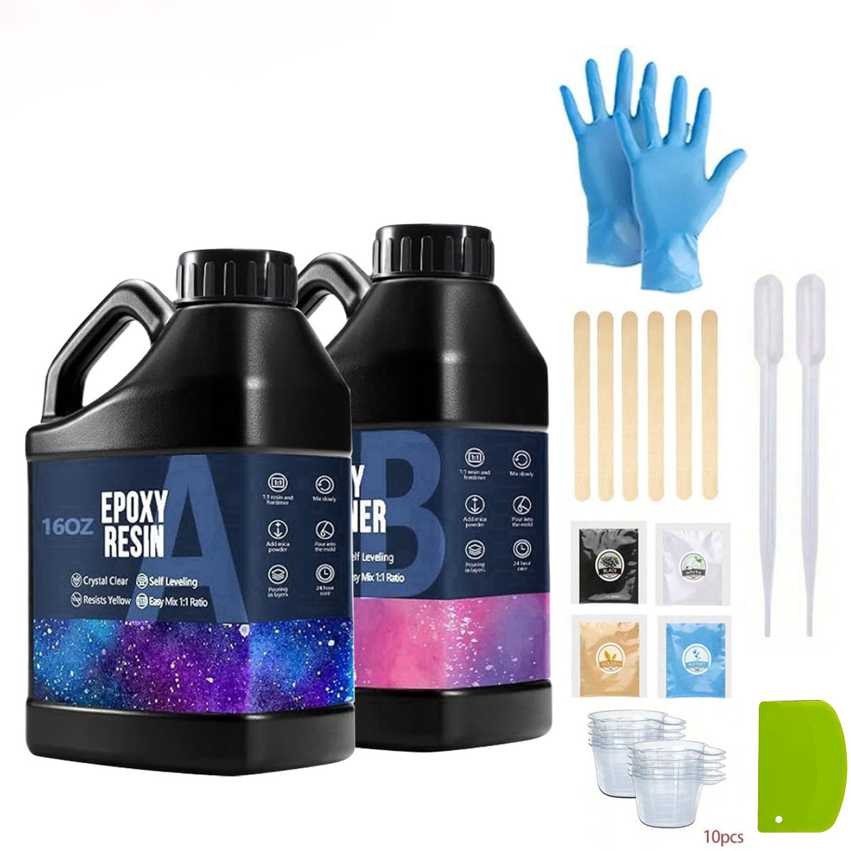 Resin Art Easy - Kit de resina epóxi cristalina 1000ml,