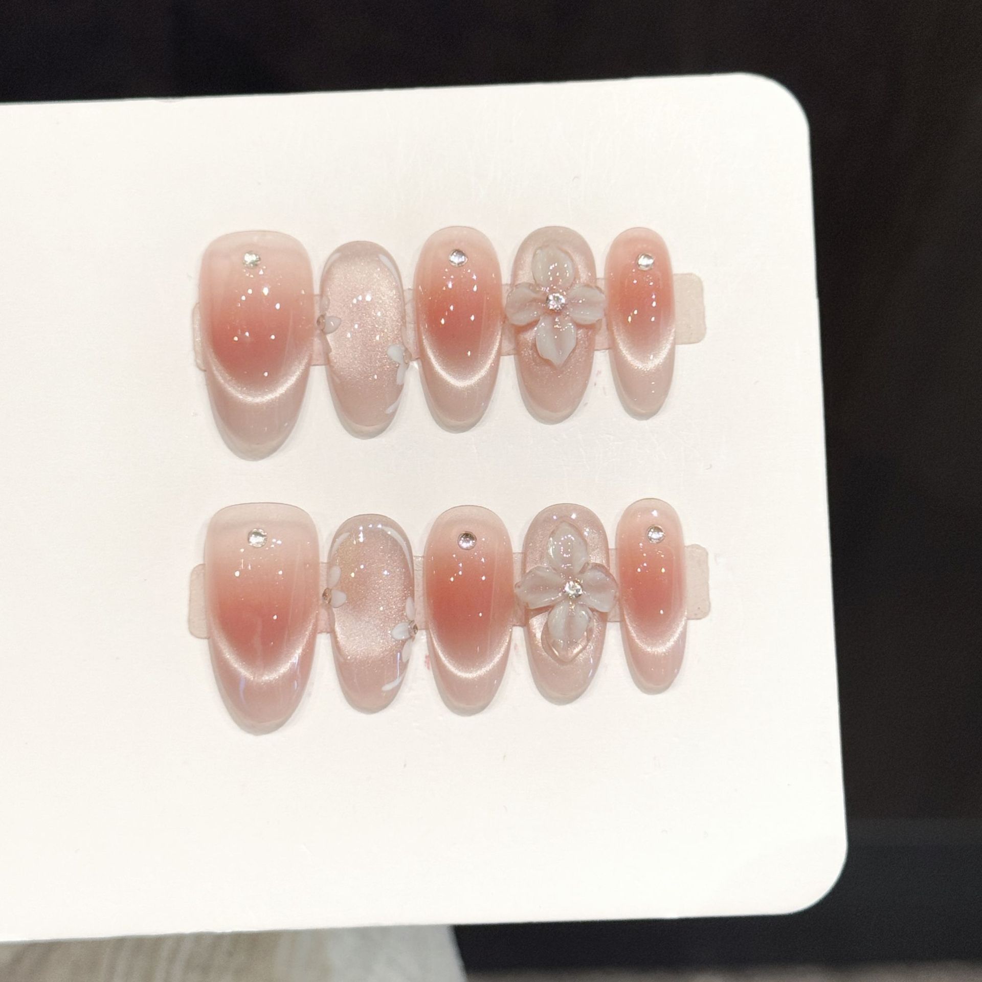 Resin Art Flower - 10 Unidades de Unhas Postiças Artesanais