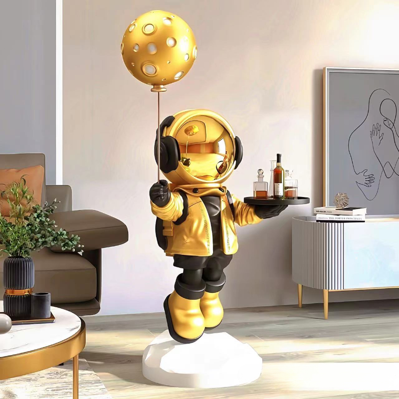 Resin Art In Floor - Grande criativo astronauta ornamentos de armazenamento