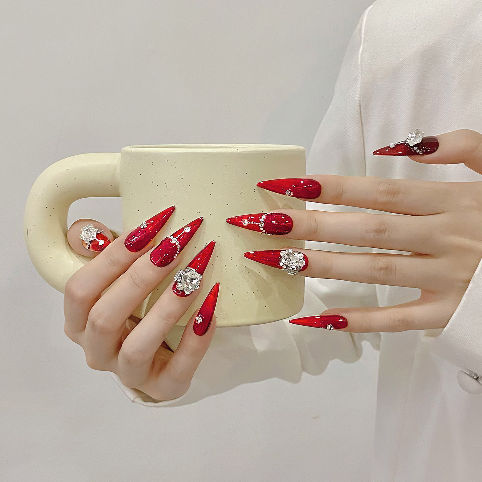 10 pçs artesanal vermelho unha - Resin Art Flower avaliação e preço